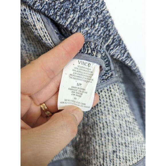 Vince Jacket Womems Small Blue Tweed Drape Neck Office Business Career Academia - Picture 8 of 11